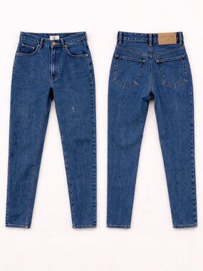 Vintage Bugle Boy Mom Jeans 90s High Rise Tapered Leg Slim Fit Blue Denim Size 2